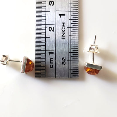 square amber silver stud earrings for kids and adults 