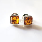 small square stud earrings in silver