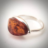 mores cut oval amber silver ring