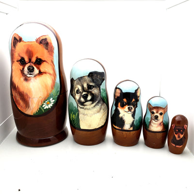 Dogs Breeds Russian Nesting Doll 7" Set