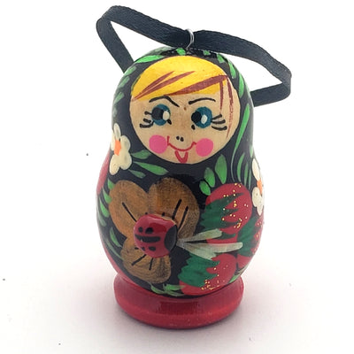 Strawberry with ladybug Christmas ornament