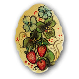 strawberry bloom hand painted  white brooch