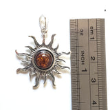 sterling silver amber sun pendant