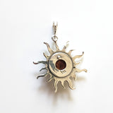 silver amber sun pendant