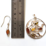 sunburst silver pendant with earrings silver set