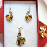 silver swan earrings necklace jewelry set
