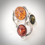 multi color natural amber ring