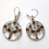 Tree of Life sterling silver with amber earrings 