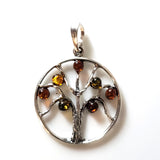 Tree of Life sterling silver with amber pendant 