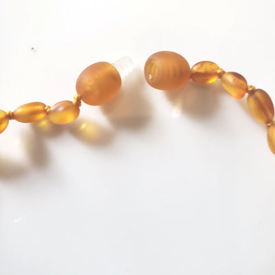 unpolished amber baby teething necklace
