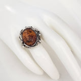 cognac amber silver antique ring