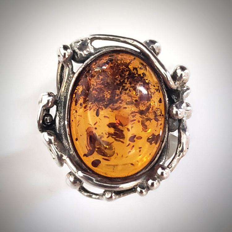vintage amber silver ring