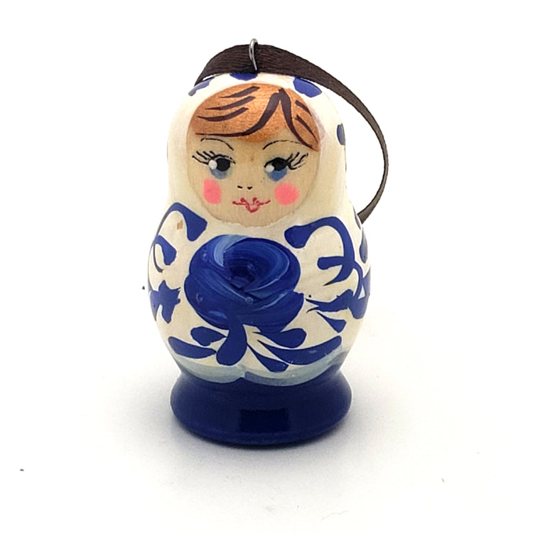 white blue  matryoshka doll ornament