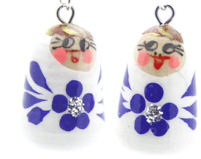 White Nesting Doll Earrings