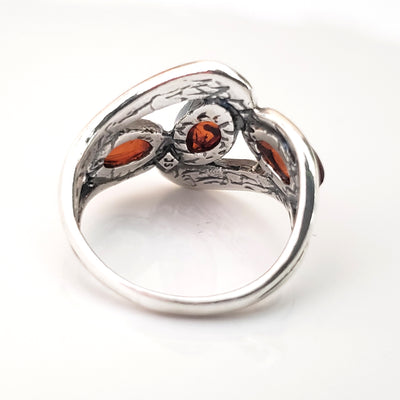 amber silver ring