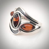 wide sterling silver amber ring